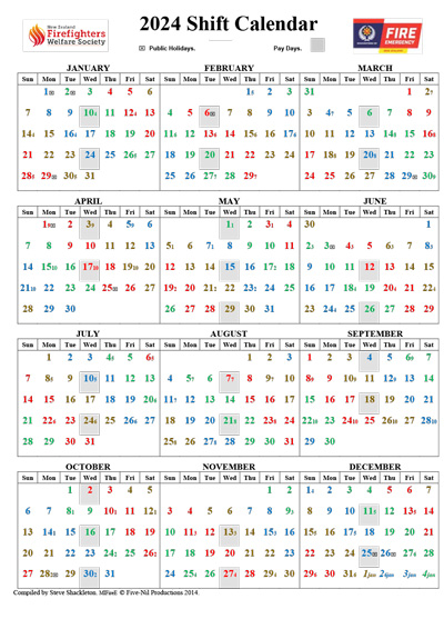 Shift Calendars – New Zealand Firefighters Welfare Society